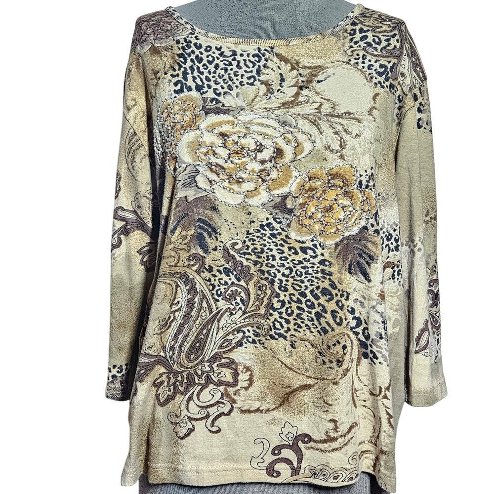 Beaded Accent Cotton Top Size XL